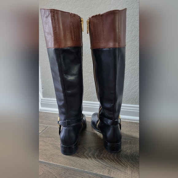 Michael Kor's Two Toned Leather Boots with Gold Emblem / Woman's Size 7.5 - Picture 4 of 4